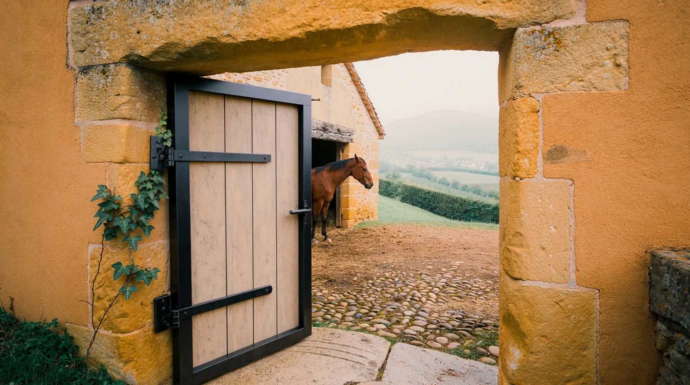 Entrée, Écurie des Trois Bais, centre équestre à Saint-Georges-d'Espéranche