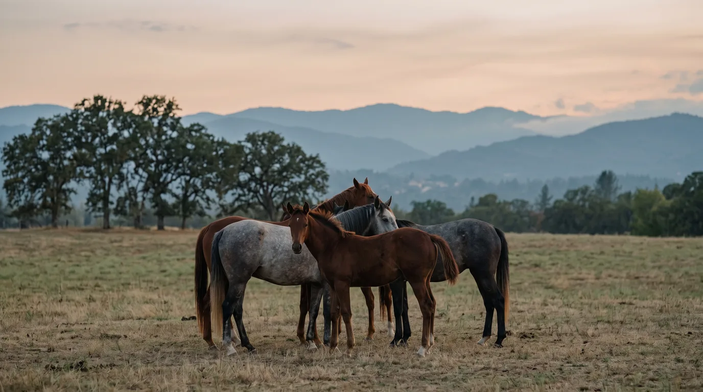Chevaux en liberté, Écurie des Trois Bais, Isère